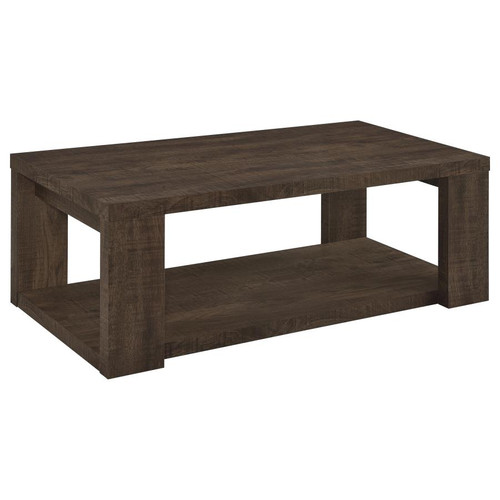 Pavone Rectangular Coffee Table with Open Lower Shelf Dark Rustic Mango / CS-706628