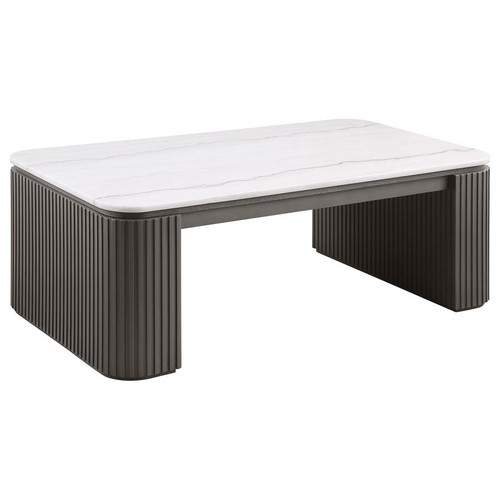 Lior Rectangular Marble Top Coffee Table Charcoal / CS-710938