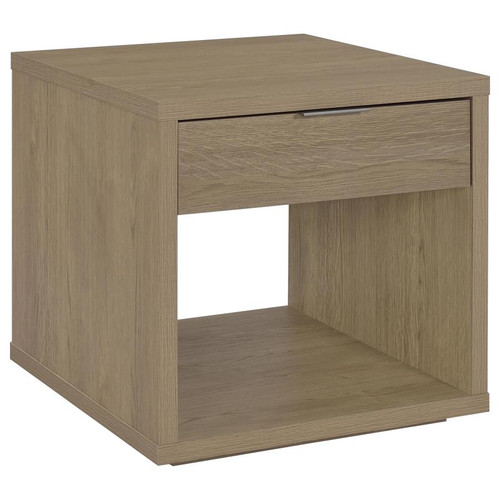 Ingram Square End Table with Drawer and Open Shelf Latte / CS-710977