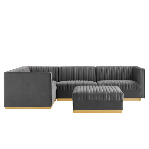 Sanguine 5-Piece Channel Tufted Performance Velvet Left-Facing Modular Sectional Sofa by Modway / EEI-5832