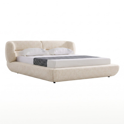 Queen Nouveau Pasha - Modern Cream Fabric Bed / VGEV-VG899-CRM-Q