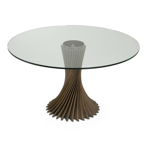 Ocasio - Modern Glass + Grey Ash Round Dining Table / VGCS-RT-21042-Grey Ash