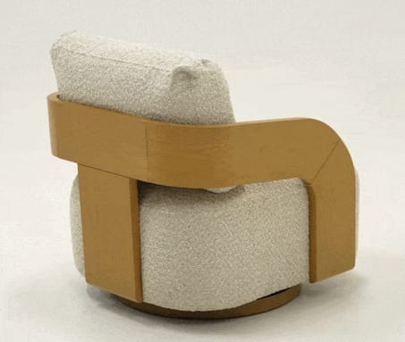 Caruso - Modern Beige Fabric + Natural Oak Swivel Accent Chair / VGAL-I1006939-BGE