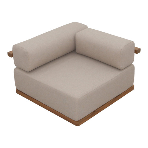 Nouveau Saint Croix - Outdoor Light Brown Olefin Fabric + Teak Corner Seat / VGEF-MATHEUS-CNR