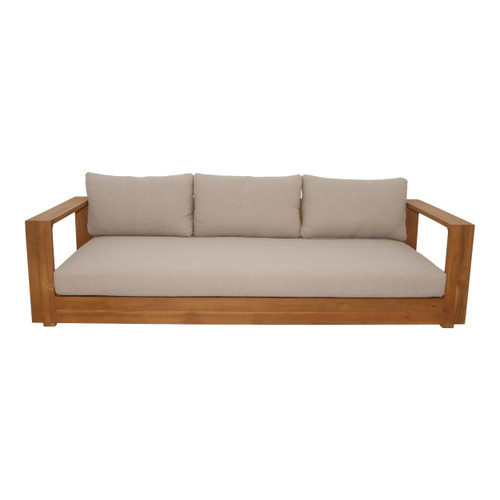 Nouveau Santorini - Outdoor Light Brown Olefin Fabric + Natural Teak Sofa / VGEF-CROVIE-SOFA-1-Brown