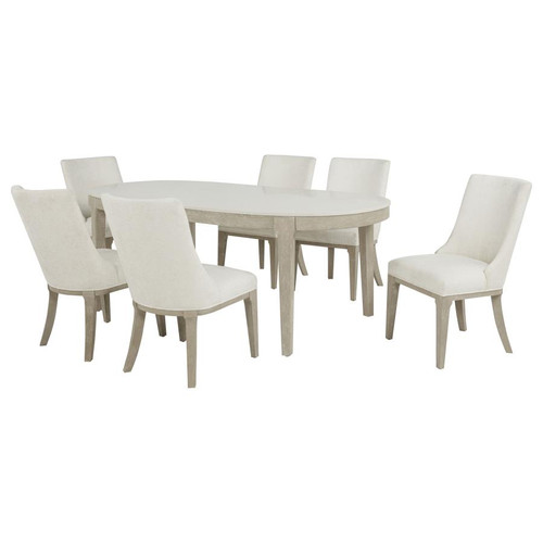 Lucaire 7-piece 84-inch Dining Set with Arched Chairs Honed Cream / CS-105960-S7