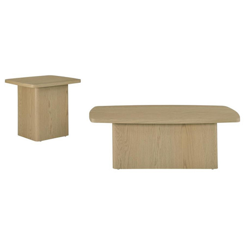 Fraser 2-Piece Greige Pedestal Coffee and End Table Set / CS-711008-S2