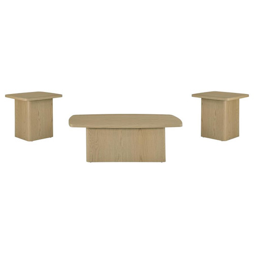 Fraser 3-Piece Greige Pedestal Coffee and End Table Set / CS-711008-S3