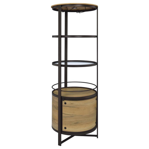 Ritter Round LED Bar Wine Storage Cabinet Rustic Oak / CS-182480
