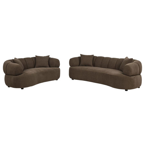 Casarin Fabric 2-Piece Channel-Back Sofa Set Brown / CS-511251-S2