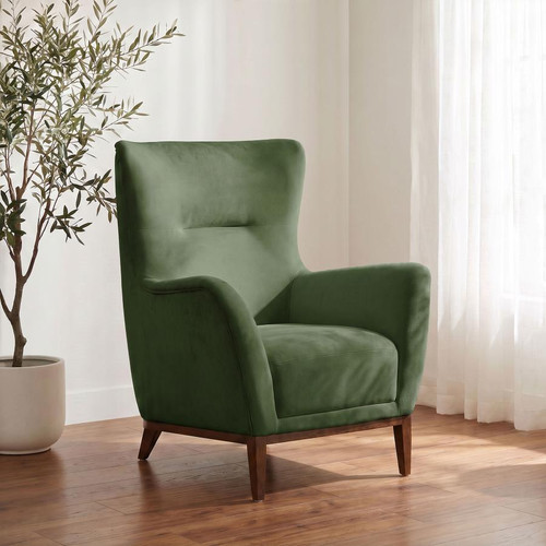 Catala Upholstered High Back Accent Chair Matcha and Coffee / CS-903271