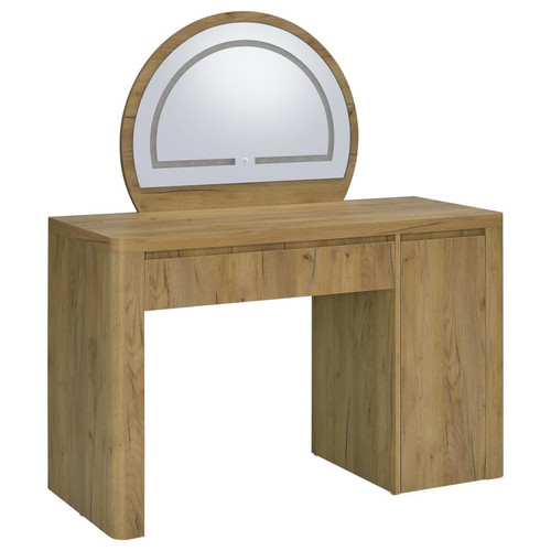 Irwin Vanity Table with LED Mirror and Storage Rustic Oak / CS-935790
