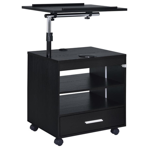 Lerma 1-drawer Adjustable Tray Top Nightstand with Speaker Black Ash / CS-305772BLK