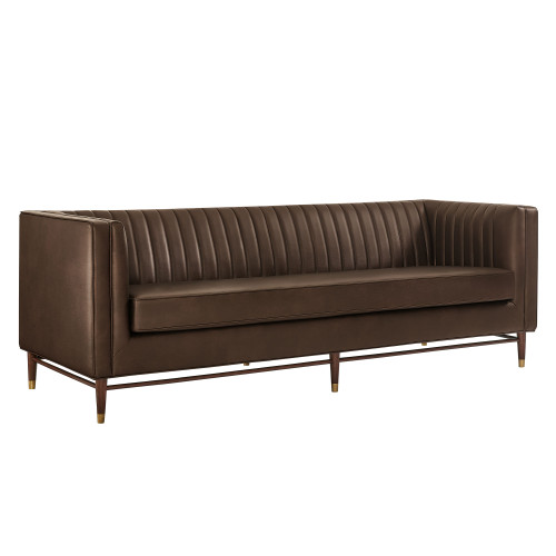 Devote 93 Inch Vegan Leather Channel Tufted Sofa by Modway / EEI-7997