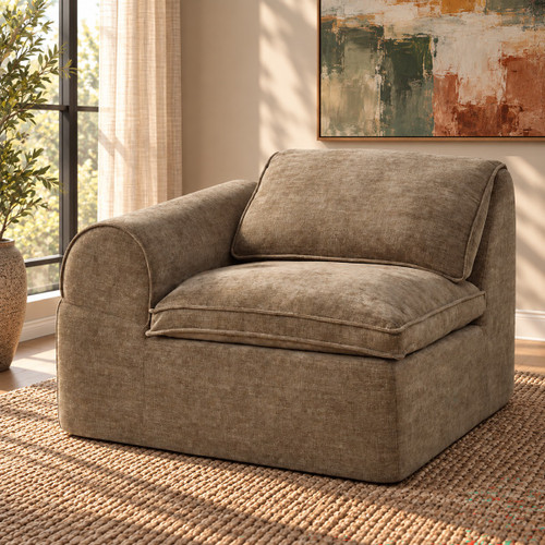 Almano Light Brown Modular - Left Facing Arm Chair, Light Brown Chenille | LV07670