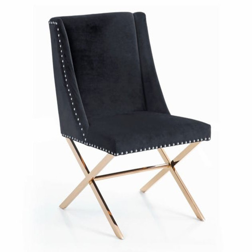 Alexia Modern Black & Rosegold Dining Chair / VGVCB8356-BLK