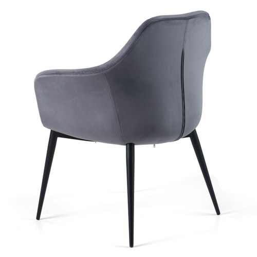Wilson - Modern Grey Velvet & Black Dining Chair / VGHR3404-GRY-DC