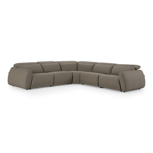 Skye - Contemporary Grey Leather Sectional Sofa w/ 3 Power Recliners & Headrests / VGKM-KM-6706-SECT-GRY