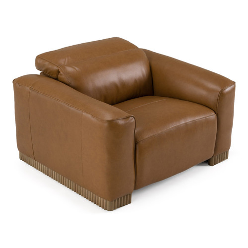 Aris - Modern Brown Leather Chair w/ Power Recliner & Headrest / VGKM-KM-6799-CHR-BRN