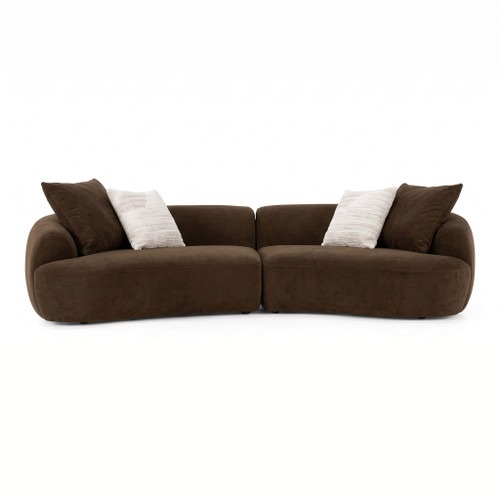 Trevor - Modern Brown Fabric Curved Mini Sectional Sofa / VGOD-24DY220-BRN