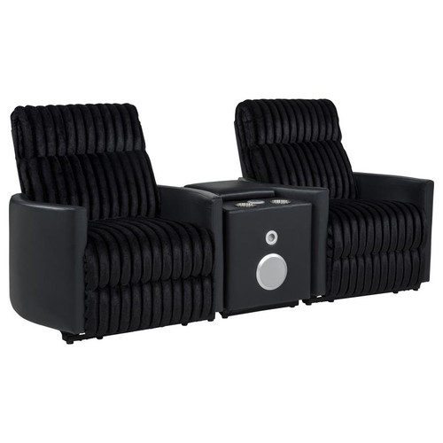 Madden 3-piece Corduroy Upholstered Manual Theater Seating Black / CS-600151-S2A