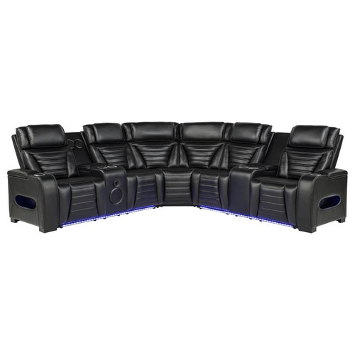 Zuma 3-Piece Dual Power Faux Leather Reclining Sectional Sofa Black / CS-600580PP