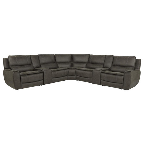 Marcell 7-Piece L-Shaped Power Reclining Sectional with Dual Consoles Grey / CS-609690P-SETA