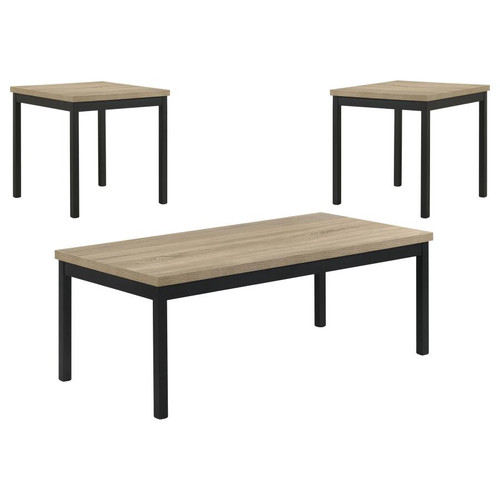 Garza 3-Piece Rectangular Coffee Table Set Greige Oak / CS-701090