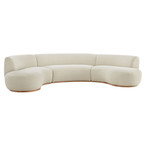 Rialta 3 Piece Curved Slub Weave Fabric Sectional Sofa by Modway / EEI-7811