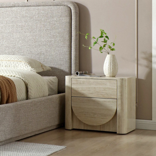 Yasmine - Modern Faux Travertine Nightstand / VGVC-N2611-TRAV
