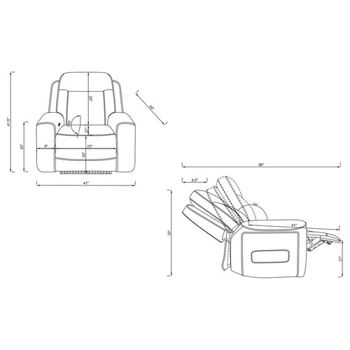 Rojas Dual Power Recliner with LED Accent Lighting in Black Faux Leather / CS-609617PP