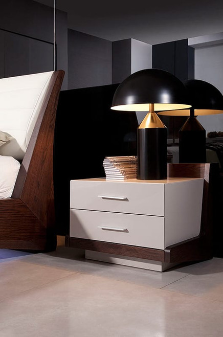 Volterra Modern Grey & Brown Oak Nightstand / VGWCSG-N01