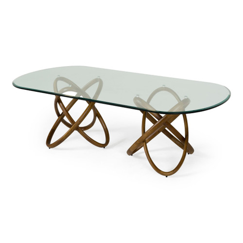 Mason - Modern Glass + Walnut Oval Dining Table / VGCS-DT-16092-OVAL-WAL