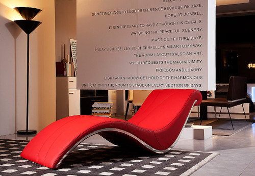 Essen Modern Red Leather Leisure Lounge Chaise / VGWCESSEN-RED
