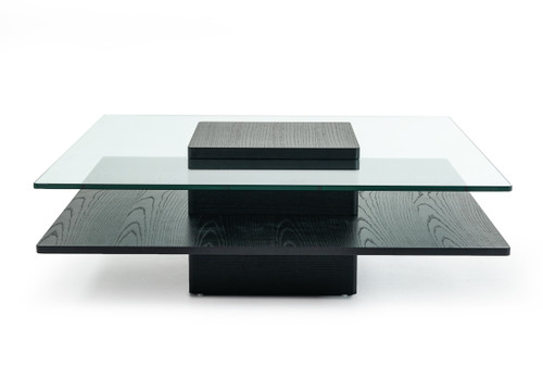 Emulsion Modern Black Oak Glass Coffee Table / VGHBHK22A-BLK