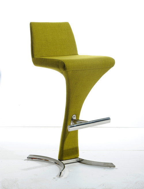 Modrest Ascella Modern Green Fabric Bar Stool / VGOBA99-F-GRN