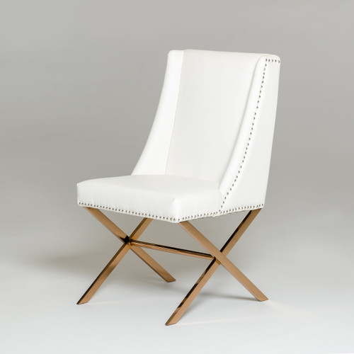 Modrest Alexia - Modern White + Rosegold Dining Chair / VGVCB8356-WHT