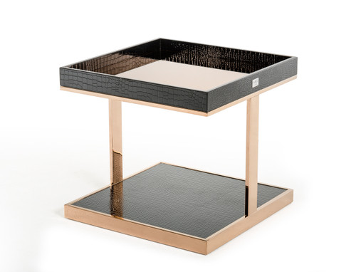 A&X Padua Modern Large Black & Rosegold End Table / VGUNCK810-60