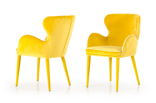 Modrest Tigard Mid-Century Yellow Fabric Dining Chair / VGEUMC-8883CH-A-YEL