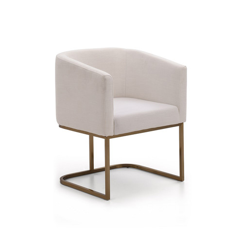 Modrest Yukon Modern White Fabric and Antique Brass Dining Chair / VGVCB8362-WHTBRS