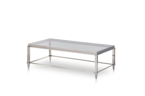 Modrest Agar Modern Glass & Stainless Steel Coffee Table / VGHB235D