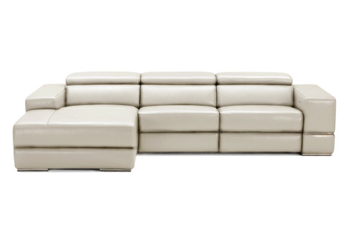 Divani Casa Hilgard - Modern Light Grey Leather Left Facing Sectional Sofa with Recliners / VGKM-KM127H-NL5115