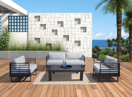 Renava Wharf Outdoor Grey & Black Sofa Set / VGGES0273