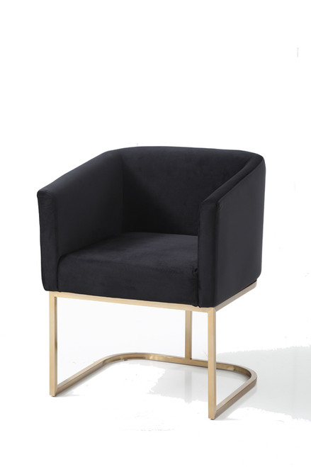 Modrest Yukon Modern Black Velvet & Gold Dining Chair / VGVCB8362-BLKGLD