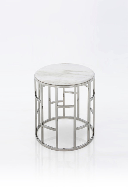 Modrest Silvan Modern Marble & Stainless Steel End Table / VGHB228B-MBL