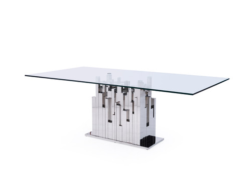 Modrest Edwin Modern Glass & Stainless Steel Dining Table / VGVCT1828