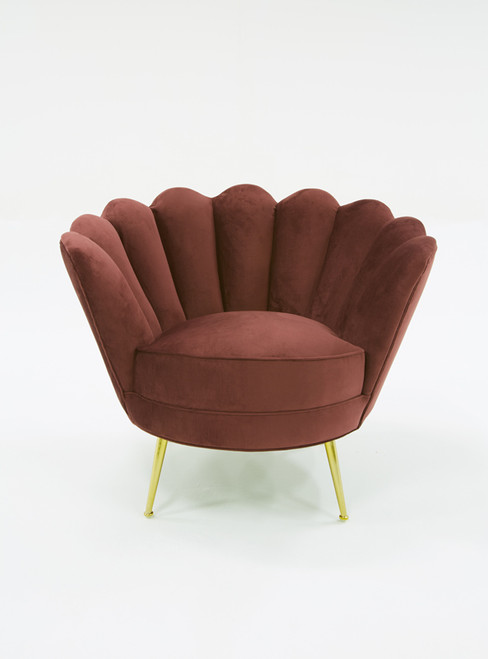 Divani Casa Selva Modern Rust Velvet Accent Chair / VGHKF3068-20-PUR