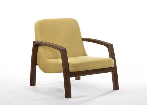 Modrest Bronson Mid-Century Modern Yellow & Walnut Accent Chair / VGMAMI-854-YEL