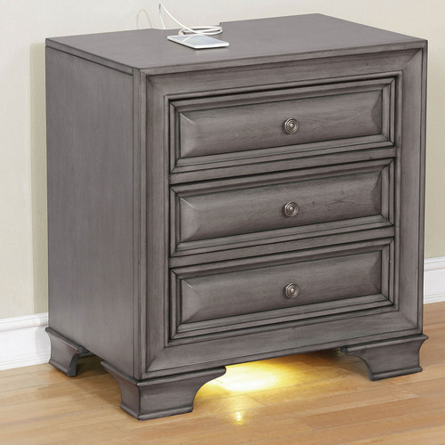 BRANDT Nightstand w/ USB, Gray / CM7302GY-N