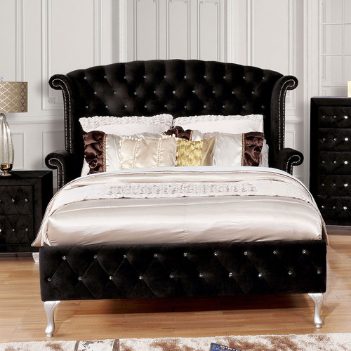 ALZIRE Queen Bed, Black / CM7150BK-Q-BED